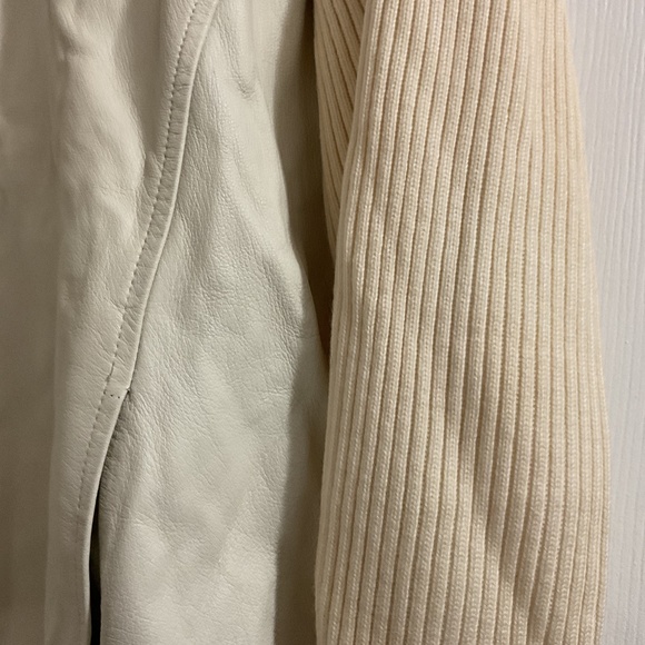 Pendleton Ivory Leather And Ribbed Merino Wool Full-zip Jacket, Large - Picture 5 of 7